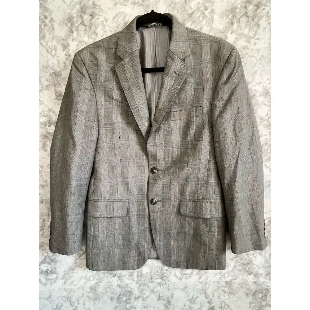 Jos. A. Bank Men's Gray Plaid Blazer Size‎ 36 Short